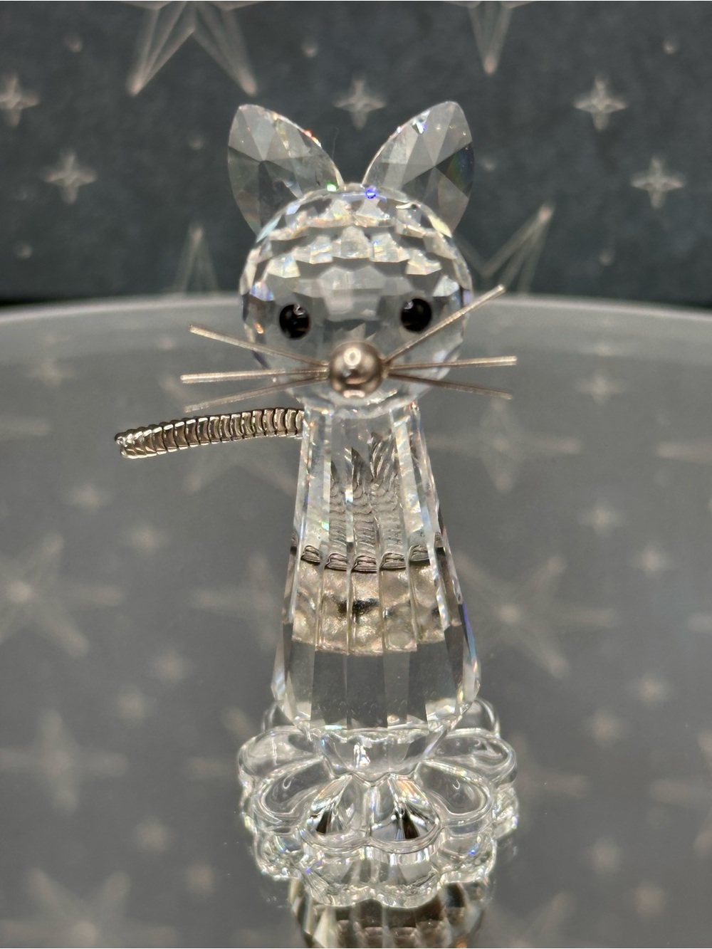 SWAROVSKI CRYSTAL MINIATURE CAT FIGURINE RETIRED w/original box 1985 - Picture 5 of 13